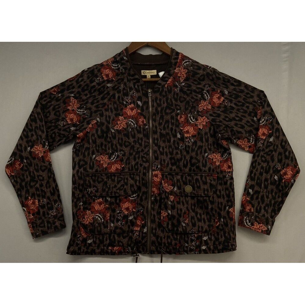 Democracy Jacket / Coat Womens MEDIUM Leopard -Floral- Full Zip-Stretch Pockets